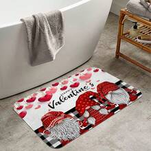 1pc/4pcs Romantic Valentine's Day Themed Shower Curtain Set, Includes Gnome, Heart, "Happy Valentine's Day", Plaid Background, "LOVE" Text Design Shower Curtain, Bath Mat, Toilet Seat Cover, 12 Hooks, Machine Washable, Artistic Design, Suitable For All Seasons, Valentine's Day Shower Curtain, Bathroom Decor - Multicolor - View 25