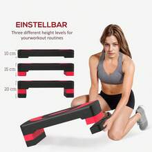 HOMCOM Height Adjustable Aerobic Step Platform With 3 Levels (10/15/20) Indoor And Outdoor Fitness Trainer, Load Capacity Up To 150 Kg, Red (On Site) - 1 - View 6