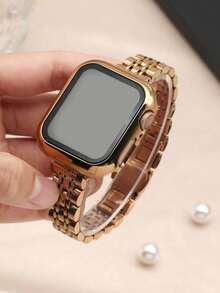 Huastonband 適用於 38mm/40mm/41mm/42mm/44mm/45mm/46mm/49mm，14mm 極薄玫瑰金金屬 7 珠可調節錶帶，兼容 Ultra 3/2/1 SE S11/S10/S9/S8/S7/S6/S5/S4 系列，女款金色風格，兼容，手錶保護殼，智慧手錶配件 - 玫瑰金 - 查看 7