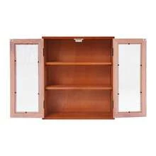 ZHFEISY Rustic Vintage Mini Counter Top Cabinet, Tabletop Display Case With Organic Glass Door, Wall Storage Cabinet, Pantry And Countertop Organization - 棕色 - 查看 8