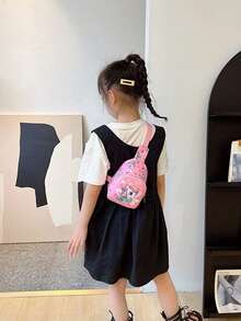 1 Piece Nylon Zipper Closure, Cartoon Cute Unicorn Five-Pointed Star Chest Bag Niche Design Bag Crossbody Bag Kindergarten Coin Purse Suitable For All Occasions Comfortable Shoulder Strap, Versatile And Not Fussy, Suitable For Playing, Commuting To School, A Perfect Gift For Friends, Relatives And Teenagers - Pink - View 5