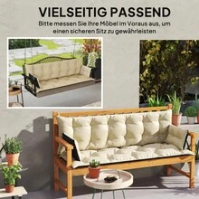 Outsunny 3-Seater Bench Cushion 180x110x8, Bench Cushion With Straps, Seat Cushion, Outdoor/Indoor Chair Cushion, Seat Pad, Garden Furniture Seat Pad, Swing, Beige+Black On Site - 1 - 查看 8