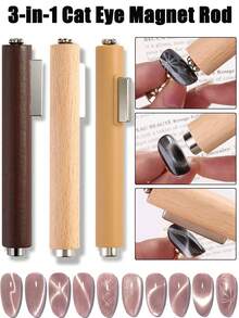 3-In-1 Cat Eye Effect Gel Nail Polish Magnetic Stick,Strong Magnetic Nail Tool,Multifunctional Gel Polishing Nail Art Tool Magnetic Rod, Suitable For Home Salon Manicure DIY