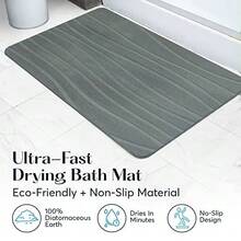 YESagoodShop - Stone Bath Mat  Diatomaceous Earth Shower Non-Slip Super Absorbent Quick Drying Bathroom Floor Easy To Clean (23.5 X 15 Slate) 1763697724240 - 灰色 - 2 件裝 - 查看 5