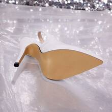 Geeyea Fashionable And Comfortable Pointed 12cm Slim High-Heeled Lace Up Women's Spring And Autumn Shoes, Minimalist Slanted Back Sandals, Elegant Black High-Heeled Shoes - 白色 - 查看 2