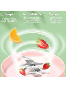 Portable Blender,Fashion Portable Blender For Shakes And Smoothies 11.8 Oz,USB Fast Charging Mini Mixer Bottle,Take It For Traveling, Outdoor, Gym, Office, Cars, Gift - Pink - View 5