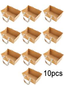 10pcs Kraft Paper Baskets, Kraft Paper Gift Baskets With Handles, 9.8 X 6.5 X 4.3 Inches - Gift Wrapping, Weddings, Parties, Easter, Valentine's Day, Suitable For Various Holiday Gifts - Multicolor - View 13