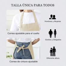 New 2 Piezas Delantales para Mujeres Hombres Barbacoa Chef Cocina Resistente Poliéster Delantal de Cocina Ajustable con Bolsillos para Parrilla Unisex Hornear Pintura Arte Estilista - NegroBlanco - Ver 4