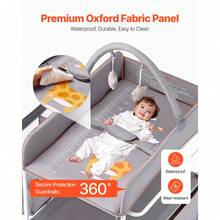 Baby Changing Table, Foldable Diaper Change Station With 2 Fabric Drawers, Side Basket & Hanging Rod, Adjustable Height Portable Changing Table With Lockable Wheels & 2 Star Toys, Light Gray - 2 Fabric Drawers Light Grey - View 5