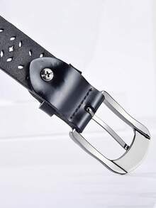 1pc Brown Hollow Pattern Women's Belt, High Quality Durable PU Leather, Western Style Retro Cowgirl Belt, Suitable For Daily Wear And Various Occasions - Multicolor - View 5