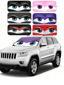 Middle Size Foldable Car Windshield Sun Shade, Automotive Accessories For Front Windshield Sun Visor, Summer Warm Protection, Reflective Car Front Window Sunshade | Durable 190T Material Blocks UV And Heat Protection | Car Interior Accessories