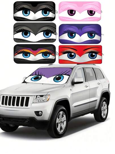 Middle Size Foldable Car Windshield Sun Shade, Automotive Accessories For Front Windshield Sun Visor, Summer Warm Protection, Reflective Car Front Window Sunshade | Durable 190T Material Blocks UV And Heat Protection | Car Interior Accessories