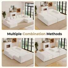 Nalupatio 131'' Large Sectional Couches With Chaise Lounge, U-Shaped No Assembly Required Deep Seat Modular Cloud Sofa For Living Room 1PCS - Màu be - Xem 8