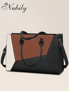 Waterproof Laptop Tote Bag For Women: 15.6 Inch Large Work Bag For Teachers & Office Professionals, Business Computer Briefcase With Organizer Pockets - Đen, nâu và trắng - Xem 9