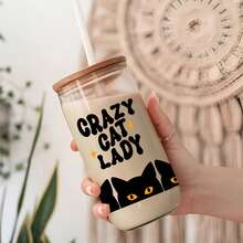 4片装可爱猫咪UV立体转印贴纸，适用于16盎司利比玻璃杯 - 防水3D水晶转印贴纸，可用于DIY手工制作、马克杯、笔记本电脑等