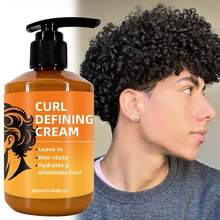 Men's Curly Hair Styling Cream - Long-Lasting Hold - 3-In-1 Leave-In Conditioner, Non-Greasy, Moisturizing, And Frizz-Free - Specially Designed For Curly Hair Styling Products.