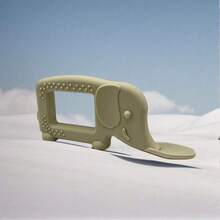 卡通婴儿硅胶趣味牙胶、咀嚼玩具、安抚奶嘴、防咬工具、磨牙玩具、可咀嚼勺 - 米色(大象) - 查看 8