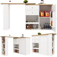 360° Rotating Standing Desk (105 X 39 X 102 Frame) With 4 Drawers And Open Shelves, Suitable For Dining Room/Office/Living Room, White - White + MDF - View 9