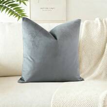 1/2pcs Velvet Solid Color Decorative Throw Pillow Cover (Pillow Insert Not Included), Square Cushion Cover, Holiday Home Decor, Soft And Comfortable Fabric, Modern Decor For Sofa, Bedroom, Dormitory - Light Grey - View 10