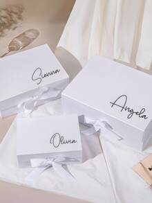 Personalized Magnetic Ribbon Gift Box, Customized Bridesmaid Invitation Box, Bride's Gift Box, "Will You Be My Bridesmaid?" Box, Wedding Gift Box - Multicolor - View 10