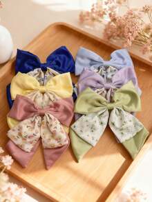 3 piezas Pinzas para el cabello con lazo floral para mujer, dulces, lindas, elegantes, frescas, retro, minimalistas, versátiles, de moda, hechas de material de poliéster, adecuadas para uso diario, decoración de atuendos, regalos festivos, pinzas de garra, pasadores para el cabello, barrettes - Multicolor - Ver 3