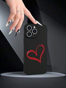Lujo Ligero, Estilo y Belleza Carácter del corazón Love  Funda de Teléfono de Textura Mate Negra, Compatible con 17PROMAX, 17PRO, 17Air, 17, 16PROMAX, 16PRO, 15PROMAX, 15PRO y Todos los Mo - Negro - Ver 4