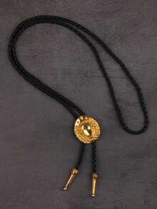 1pc Fashion Retro Personalized Bronze/Silver Unisex Bolo Tie Necktie Necklace, Suitable For Daily Wear And Gift