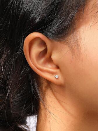 1 par de pendientes minimalistas y delicados con gemas de circonita en forma de luna y estrella, accesorios de estrella de cinco puntas para mujeres