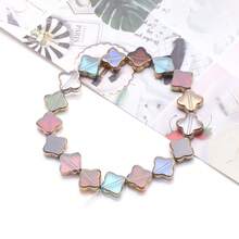 Approx. 48pcs 4*6mm Gold Edged Colorful Crystal Glass Beads, Middle Hole, DIY Crafts For Jewelry Making, Shoes, Accessories, Phone Chains, Necklaces, Bracelets, Eyeglasses Chains, Headpieces - Multicolor - View 9