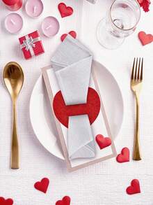 24/12/6 piezas Bolsa de almacenamiento de cubiertos con forma de corazón, Juego de cubiertos con forma de corazón de fieltro para fiesta de citas, Juego de cubiertos con forma de corazón de fieltro rojo, Decoración de mesa para el Día de San Valentín, Bolsa de cubiertos, Juego de cubiertos, Romántico y sencillo juego temático de bosque para boda del Día de San Valentín, Decoración de habitación, Decoración del hogar - Multicolor - Ver 6