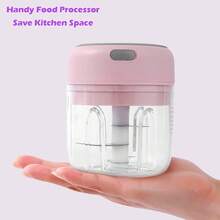 Electric Mini Garlic Chopper, 250ML USB Food Chopper Mincer, Vegetable Onion Portable Small Processor For Garlic, Ginger, Chili, Vegetables Pink-250ML - 綠色 - 查看 4