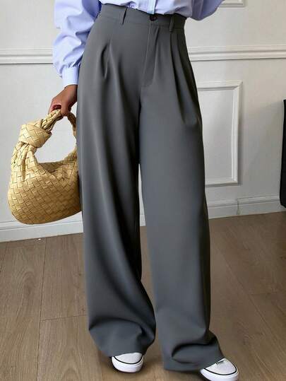 Livesso 褶裥斜插口袋裤，女士商务正装裤