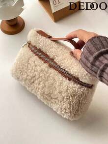 Dedoo 1 chiếc túi đeo chéo vuông bằng vải nhung màu trơn, ví nhỏ dành cho nữ, phù hợp với trang phục hàng ngày, túi xách thời trang. - màu nâu - Xem 7