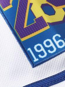 Men's 8/24 White Baseball Tee Casual Short Sleeve Embroidered Patchwork V-Neck Button T-Shirt, Party & Sports Wear - White - View 4