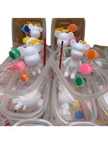 1/2/5/6 件套 DIY 手工套装 - 涂鸦娃娃钥匙扣，彩色小熊造型钥匙圈 | 材质：塑料 | 套装包含：1 个小熊素体 + 3 色颜料 + 1 个搅拌勺 + 1 个钥匙扣 | 颜色随机 | 提升创造力和动手能力 | 适用于派对游戏、课堂奖励、节日礼物