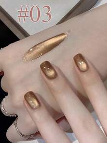 MISS SHAKA 10毫升秋冬美甲粉金猫眼凝胶指甲油胶水 2025 超闪金粉瓷白玻璃珠猫眼美甲美白流行美甲艺术美甲沙龙居家DIY美甲用品圣诞美甲 - 彩色 - 查看 6