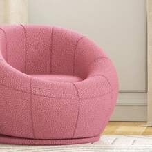 HOMCOM Swivel Chair, Plush Chair, Single Chair With Load Capacity Up To 120 Kg, Pink, For Living Room And Relaxation On Site. - 1 - View 5