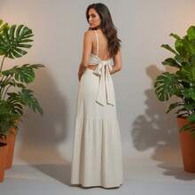 Women's Long Dress Long Wedding Party Dresses Elegant Bridesmaid Casual - 卡其色 - 查看 2
