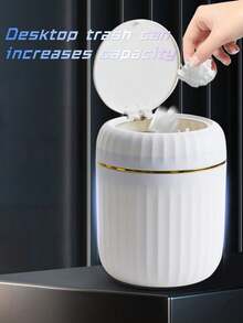 1pc Mini Cute Desktop Trash Can With Lid Bedroom Office Mini Waste Bin Kitchen Bathroom Home Household SuppliesMini Desktop Trash Can Press Type Desktop Garbage Bin For Living Room Car Bedroom Dining Room Desktop Trash Can - Multicolor - View 6