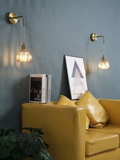 1pc Vintage Glass Wand Lamp Adjustable Arm Tulip Shade, E27 Base, Fixed Wiring, Bedside, Corridor, Bathroom Spiegel Front, ation, Bulb Not Included view 10