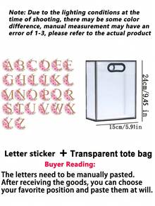 5/1pc Gift Bag, A-Z 26 Letter Design Waterproof Gift Bag - Fashionable Portable Wedding Gift Bag, Small Black & White PVC Transparent Tote Bag, Insertable Christmas Gift Bag, Wedding Gift, Holiday Gift