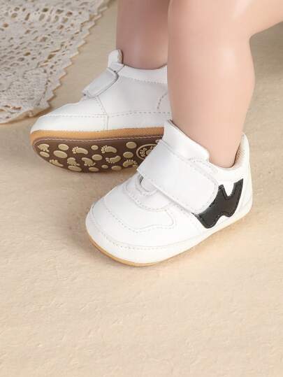 New 0-6-12 Months Infant Boys/Girls Casual Shoes, Simple Solid Color PU Leather Soft Sole Anti-Slip Sneakers, Suitable For Spring & Autumn
