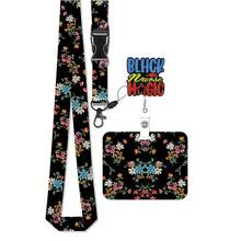 1 Conjunto (Clipe de Crachá + Porta-Cartão + Cordão) Porta-Crachá Floral Preto, Carretel de Crachá Versátil com Cordão Retrátil Destacável Ajustável, Clipe de Crachá e Protetor de Cartão de Identificação Adequado para Enfermeiras, Médicos, Funcionários de Escritório, Estudantes, Professores (Série Preta)