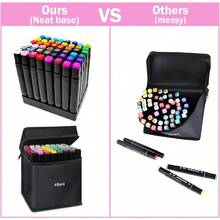48 Vibrant Dual Tip Art Markers (Brush & Chisel) - Non-Bleed Quick-Dry Sketch Pens For Adults Teens Beginners | Coloring Books Crafting Drawing Journaling Supplies With Storage Case - mặc định - Xem 4