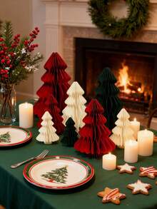 1pc (Red/Green/White) 3.94in/5.91in/7.87in Christmas Party Decorations, 3D Mini Glitter Edge Paper Honeycomb Ornaments, Green, Red Hanging Ornament For Christmas Tree Decor, New Years Party, Christmas Ornaments, Home Decor, Suitable For Wedding Decoration - Multicolor - View 11