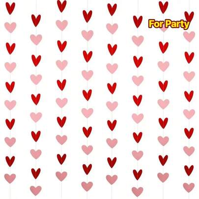 1,5 m, 4 m, Guirnalda de corazones roja y rosa - Decoración del Día de San Valentín, Corazones colgantes, Pancarta del Día de San Valentín, Guirnalda colgante del Día de San Valentín, Decoraciones del Día de San Valentín, Corazones grandes del Día de San Valentín SIN BRICOLAJE, Decoraciones para fiestas, Decoración romántica, Pancarta festiva, Decoración con tema de amor, Fácil de colgar, Material ligero, Decoración colgante, Regalo para ella, Compras navideñas