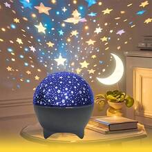1pc Star & Moon LED Projector Light / Colorful Sky / Ceiling Projection Lamp || Atmosphere Decor Light || LED Desk Lamp | Night Light | Table Lamp | USB Powered Indoor Lighting, Suitable For Bedroom, Living Room Or Office Decor, Home Lighting Nightlight, Christmas, Modern Design, Touch Control, Dimmable, Holiday Decor - 彩色 - 查看 4