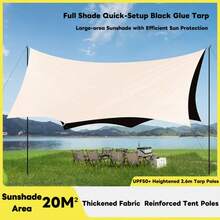Toldo de lona Oxford de 450cm x 430cm para acampada, protección solar 4 en 1, impermeable, a prueba de viento, material de alta calidad, esencial para acampada al aire libre - Multicolor - Ver 1
