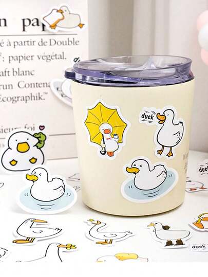 46pcs/Box Cartoon Duck Box Stickers DIY Cute Handbag Phone Case Water Cup Album Decoration Stickers Sealing Adhesive Stickers