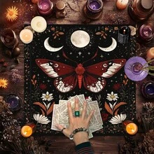 1pc Enchanting Sun And Moon Altar Cloth - Vibrant Polyester Altar Mat With Celestial & Floral Design For Tarot Reading, Witchcraft & Astrology, Tarot Tablecloth Boho Playmat Cloth Home Decor - Multicolor - View 2
